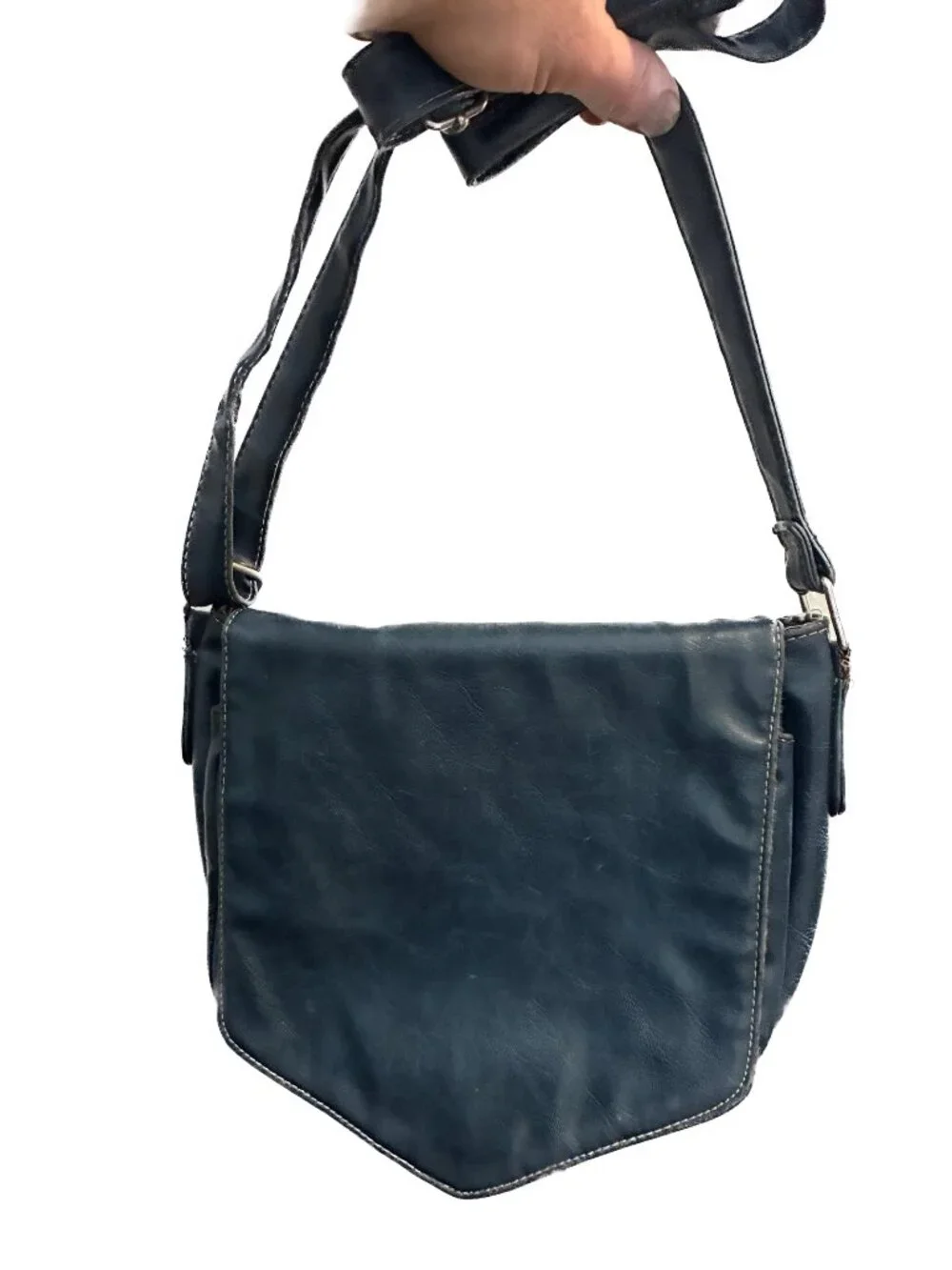 Noi Noi Slate Blue Vegan Leather Crossbody Messenger Bag